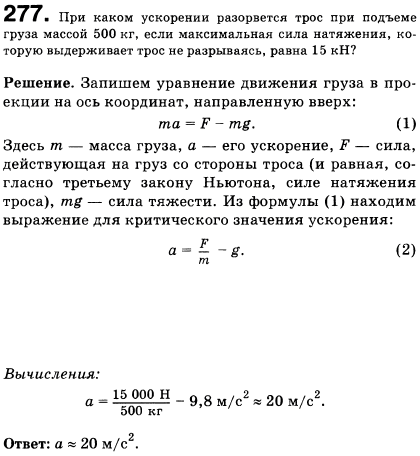 При каком ускорении разорвется трос при подъеме груза массой 500 кг, если максимальная сила натяжения, которую выдерживает трос не разрываясь