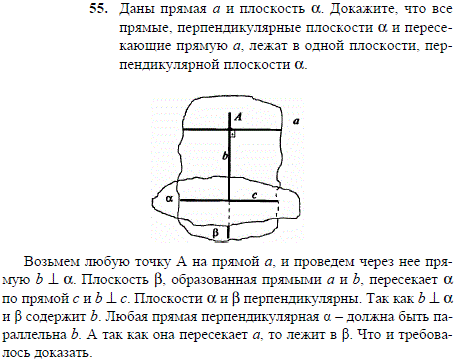 Даны прямая a и плоскость α. Докажите, что все прямые, перпендикулярные плоскости α и пересекающие прямую a, лежат в одной плоскости, перпендикулярной