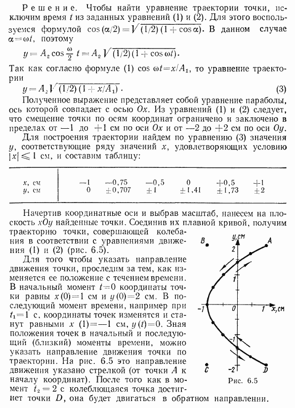 Материальная точка участвует одновременно в двух взаимно перпендикулярных гармонических колебаниях, уравнения которых x=A1 cos ωt, y=A2 cos ω/2