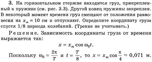 На горизонтальном стержне находится груз, прикрепленный к пружине см. рис. 3.3). Другой конец пружины закреплен. В некоторый момент времени груз