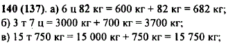 Выразите в килограммах: а) 6 ц 82 кг; б) 3 т 7 ц; в) 15 т 750 кг.