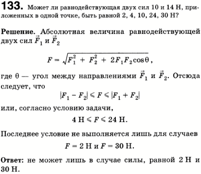 Может ли равнодействующая двух сил 10 и 14 Н, приложенных к одной точке, быть равной 2, 4, 10, 24, 30 Н?