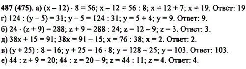 Решите уравнение: а) x-12) · 8=56; б) 24 · (z + 9)=288; в) (y + 25) : 8=16; г) 124 : (y-5)-31; д) 38x + 15=91; е 44 : z + 9=20.