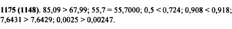 Сравните числа: 85,09 и 67,99; 55,7 и 55,7000; 0,5 и 0,724; 0,908 и 0,918; 7,6431 и 7,6429; 0,0025 и 0,00247.