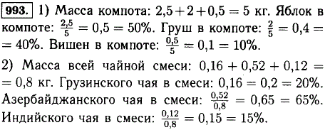 Решите задачу: 1) Для приготовления компота смешали 2,5 кг яблок, 2 кг груш и 0,5 кг вишен. Найдите процентное содержание каждого вида фруктов