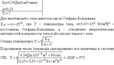 Средняя энергетическая светимость R поверхности Земли равна 0,54 Дж/ см^2*мин . Какова должна быть температура T поверхности Земли, если условно