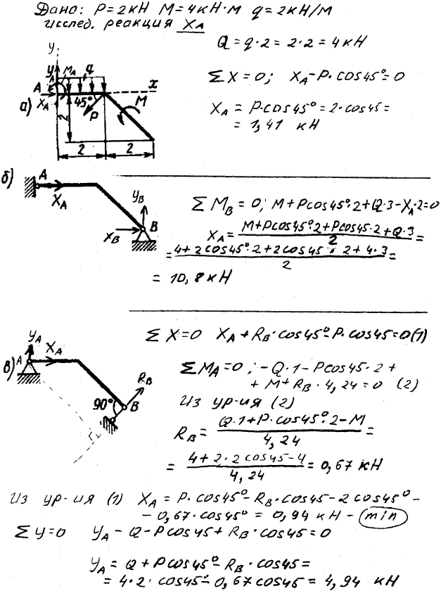 Задание механика 2. P=10кн, m1= 8кн м, m2= 4кн м, q= 2кн/м. Теоретическая механика задачи задача 24. Задача по технической механике q 2 КНМ. РГР реакция опор теоретическая механика.
