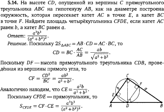 На высоте CD, опущенной из вершины C прямоугольного треугольника ABC на гипотенузу AB, как на диаметре построена окружность, которая пересекает