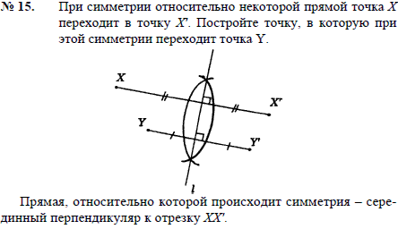 При симметрии относительно некоторой прямой точка X переходит в точку X\'. Постройте точку, в которую при этой симметрии переходит точка Y