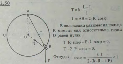 0. На проволочной окружности ABC радиуса R, расположенной в вертикальной плоскости, помещено гладкое кольцо B, вес которого p; размерами кольца