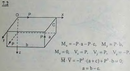 По трем непересекающимся и непараллельным ребрам прямоугольного параллелепипеда действуют три равные по модулю силы P. Какое соотношение должно