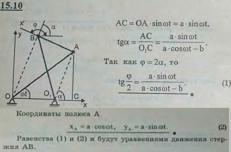 Кривошип OA антипараллелограмма OABO1, поставленного на малое звено OO1, равномерно вращается с угловой скоростью ω. Приняв за полюс точку A