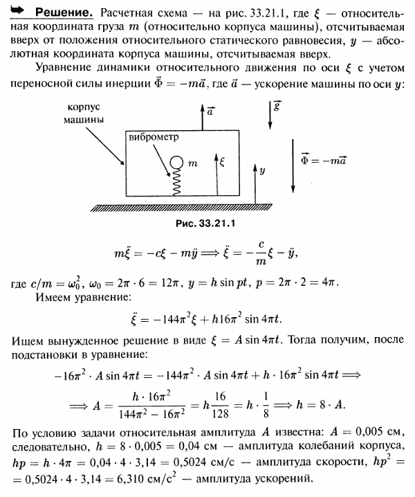 Виброметр используется для определения вертикальных колебаний одной из частей машины. В подвижной системе прибора демпфер отсутствует. Относительное