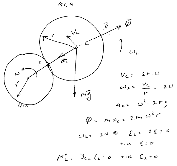 Определить главный вектор и главный момент сил инерции подвижного колеса II планетарного механизма относительно оси, проходящей через его центр
