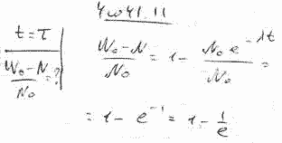 Какая часть начального количества радиоактивного нуклида распадается за время t, равное средней продолжительности τ жизни этого нуклида?