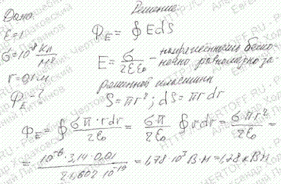 Бесконечная плоскость несет заряд, равномерно распределенный с поверхностной плотностью σ=1 мкКл/м^2. На некотором расстоянии от плоскости параллельно