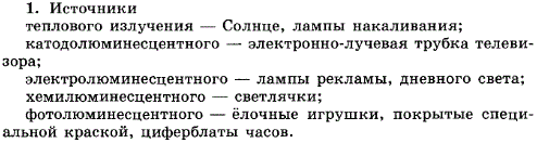 Какие источники света вы знаете?