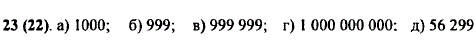 Запишите натуральное число: а) следующее за числом 999; б) на 1 меньшее 1000; в) предшествующее числу 1 000 000; г) на 1 большее числа 999 999